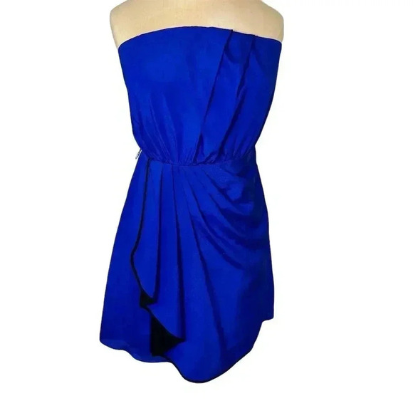 Express Women's Strapless Faux Wrap Dress Size 8 Royal Blue Formal Elegant - Picture 10 of 11
